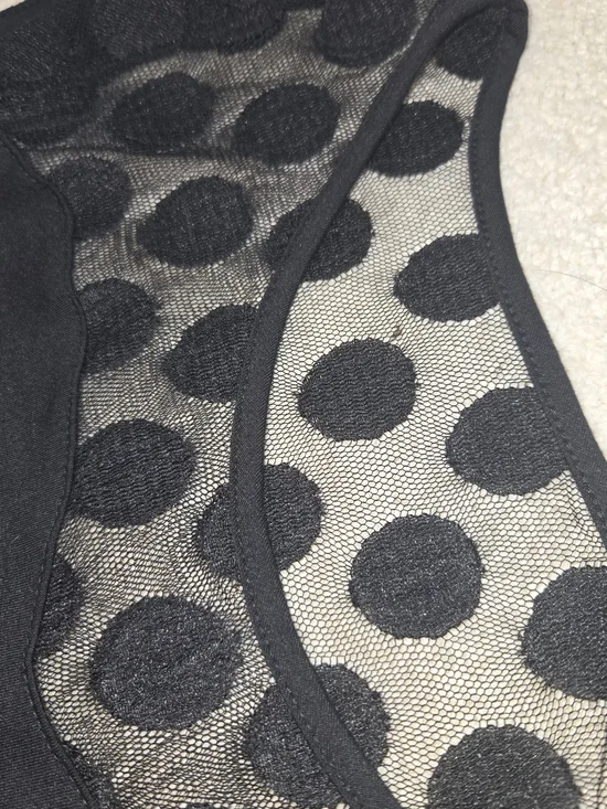 Boston Proper Black Polka Dot Mesh Top XS - Picture 5 of 5
